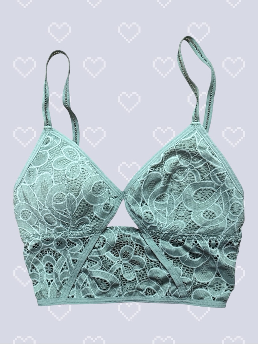 Hollister Light Turquoise Floral Lace Bralette XS